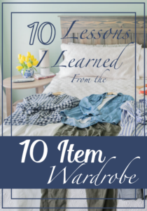10 Lessons I Learned from the 10 Item Wardrobe. Click through to see how I created over 20 outfits that I had never worn before with clothing I already owned (Less than 30 items total)!