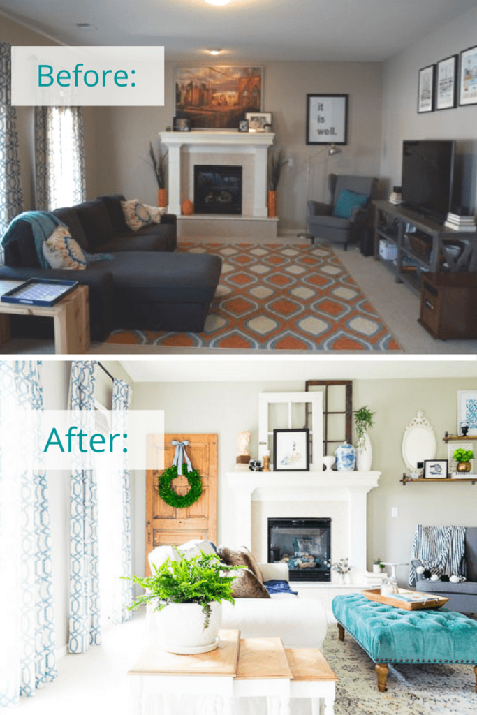 Living Room Reveal Before and After